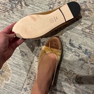 Gold and Tan Velvet Women's Flats